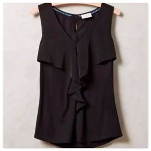NWT, Anthropologie Black Ruffle Sleeveless Top!